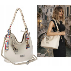 Torebka damska worek shopper duża pojemna na ramię modna CH66816 Beżowa