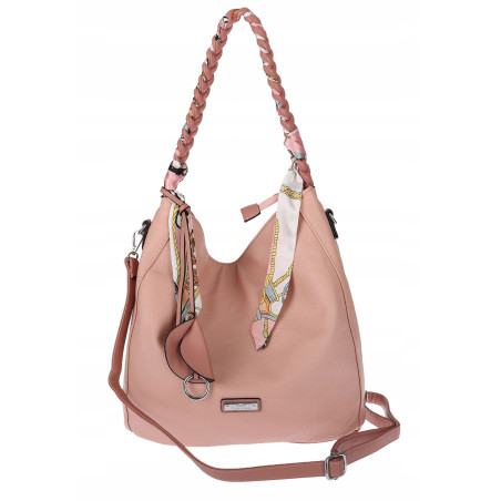 Torebka damska worek shopper duża pojemna na ramię modna CH66816 Różowa
