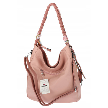 Torebka damska worek shopper duża pojemna na ramię modna CH66816 Różowa