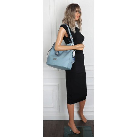 Torebka damska worek shopper duża pojemna na ramię modna CH66816 Niebieska