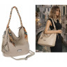 Torebka damska worek shopper duża pojemna na ramię modna CH66816 Beżowa