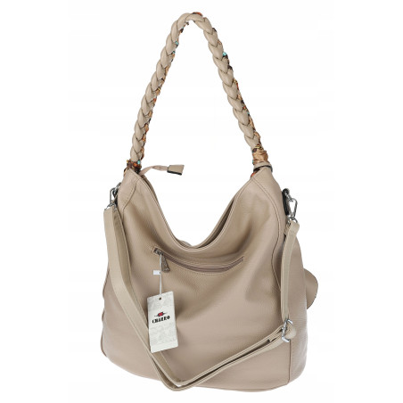 Torebka damska worek shopper duża pojemna na ramię modna CH66816 Beżowa