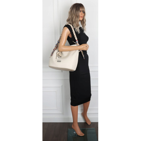 Torebka damska worek shopper duża pojemna na ramię modna CH66816 Beżowa