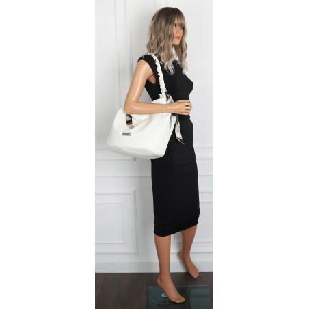 Torebka damska worek shopper duża pojemna na ramię modna CH66816 Biała