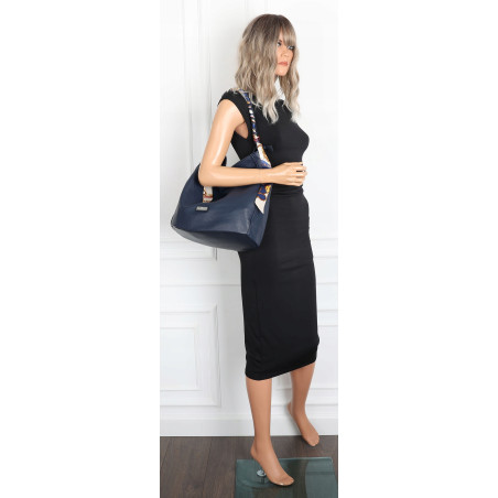 Torebka damska worek shopper duża pojemna na ramię modna CH66816 Granatowa