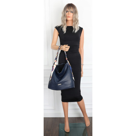 Torebka damska worek shopper duża pojemna na ramię modna CH66816 Granatowa