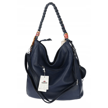 Torebka damska worek shopper duża pojemna na ramię modna CH66816 Granatowa