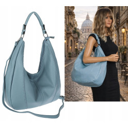 Torebka damska worek shopper pojemna na ramię modna torba LH6008 Niebieska