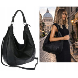 Torebka damska worek shopper pojemna na ramię modna torba LH6008 Czarna