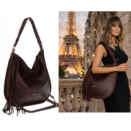 Torebka damska shopper worek elegancka lekka listonoszka JC006 Czekoladowa