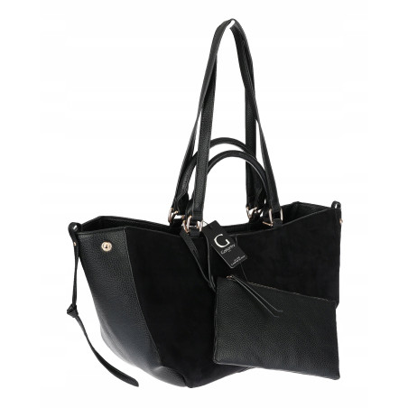 Torebka damska shopper duża zamszowa na ramię elegancka torba R967 Czarna