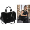Torebka damska shopper duża zamszowa na ramię elegancka torba R967 Czarna