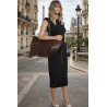 Torebka damska shopper A4 duża zamszowa na ramię elegancka R967 Czekoladowa
