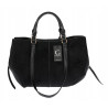 Torebka damska shopper duża zamszowa na ramię elegancka torba R967 Czarna