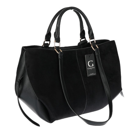 Torebka damska shopper duża zamszowa na ramię elegancka torba R967 Czarna