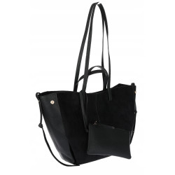 Torebka Damska Shopperka łódka Pojemna Duża zamszowa na ramię R963B Czarna