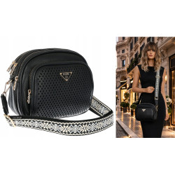 Torebka Damska pojemna klasyczna Listonoszka ażurowa na ramię Y433 Czarna