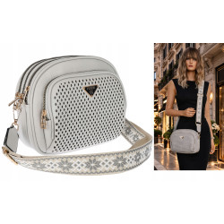 Torebka Damska pojemna klasyczna Listonoszka ażurowa na ramię Y433 Szara