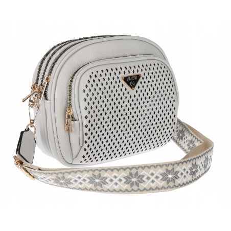 Torebka Damska pojemna klasyczna Listonoszka ażurowa na ramię Y433 Szara