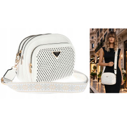 Torebka Damska pojemna klasyczna Listonoszka ażurowa na ramię Y433 Biała