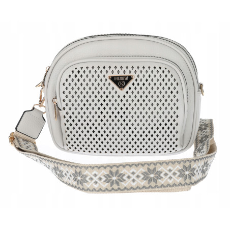 Torebka Damska pojemna klasyczna Listonoszka ażurowa na ramię Y433 Szara