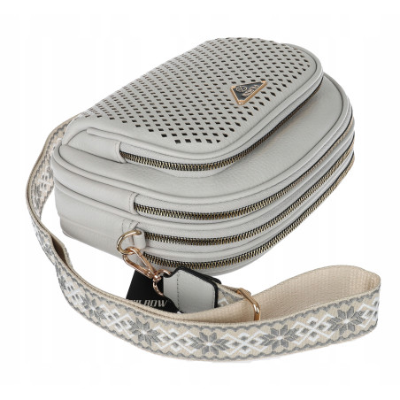 Torebka Damska pojemna klasyczna Listonoszka ażurowa na ramię Y433 Szara