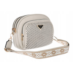 Torebka Damska pojemna klasyczna Listonoszka ażurowa na ramię Y433 Beżowa