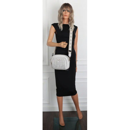 Torebka Damska pojemna klasyczna Listonoszka ażurowa na ramię Y433 Szara