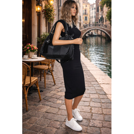 Torebka Damska Listonoszka Worek Shopper Modna Torba na Ramię MC674 Czarna