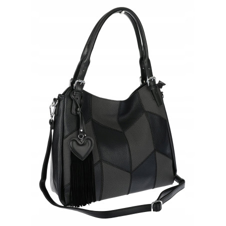 Torebka Damska Listonoszka Worek Shopper Modna Torba na Ramię MC674 Czarna