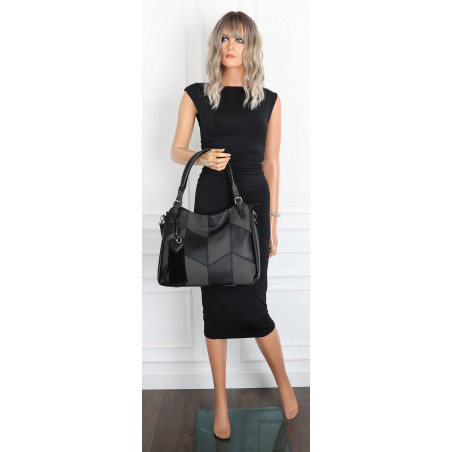 Torebka Damska Listonoszka Worek Shopper Modna Torba na Ramię MC674 Czarna