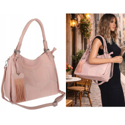 Torebka Damska Listonoszka Worek Shopper Modna Torba na Ramię MC674 Różowa