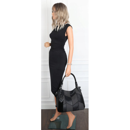 Torebka Damska Listonoszka Worek Shopper Modna Torba na Ramię MC674 Czarna