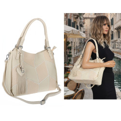 Torebka Damska Listonoszka Worek Shopper Modna Torba na Ramię MC674 Beżowa