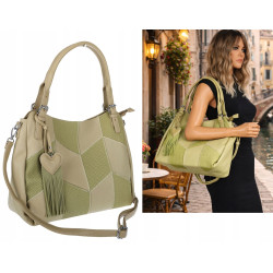 Torebka Damska Listonoszka Worek Shopper Modna Torba na Ramię MC674 Zielona