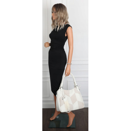 Torebka Damska Listonoszka Worek Shopper Modna Torba na Ramię MC674 Biała