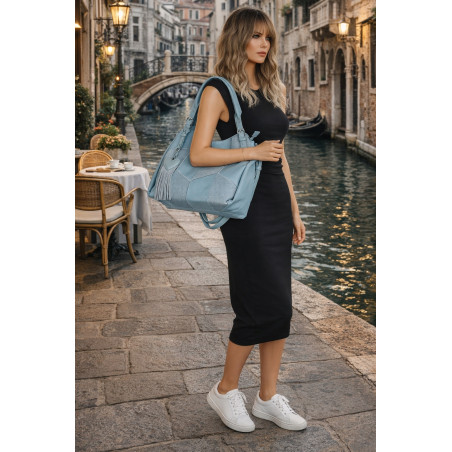 Torebka Damska Listonoszka Worek Shopper Torba na Ramię MC674 Niebieska