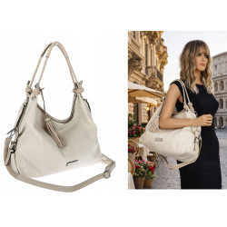 Torebka Damska Shopper worek modna lekka torba pasek na Ramię CH812 Beżowa