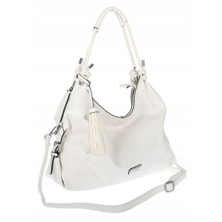 Torebka Damska Shopper worek modna lekka torba pasek na Ramię CH812 Biała