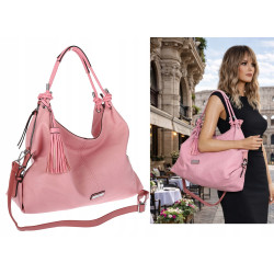 Torebka Damska Shopper worek modna lekka torba pasek na Ramię CH812 Różowa