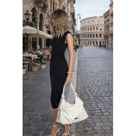 Torebka Damska Shopper worek modna lekka torba pasek na Ramię CH812 Biała