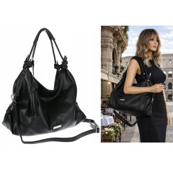 Torebka Damska Shopper worek modna lekka torba pasek na Ramię CH812 Czarna