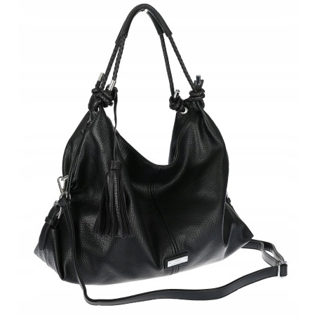 Torebka Damska Shopper worek modna lekka torba pasek na Ramię CH812 Czarna