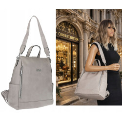 Torebka damska plecak 2w1 shopper duża pojemna na ramię modna CC028 Szara