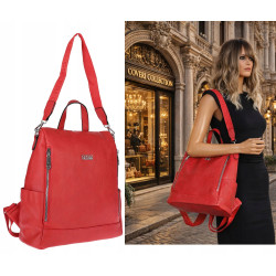 Torebka damska plecak 2w1 shopper duża pojemna na ramię CC028 Czerwona