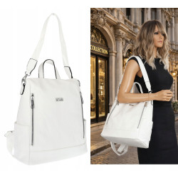 Torebka damska plecak 2w1 shopper duża pojemna na ramię modna CC028 Biała