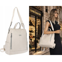 Torebka damska plecak 2w1 shopper duża pojemna na ramię modna CC028 Beżowa