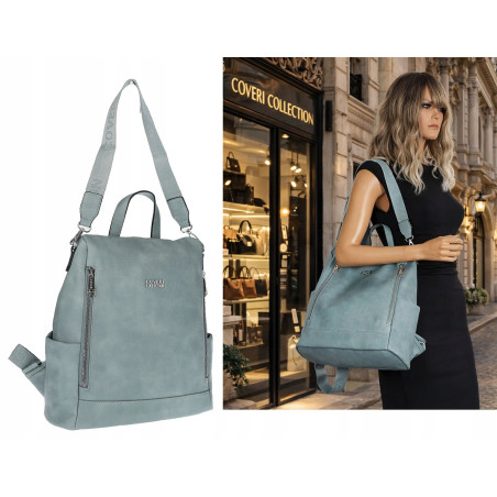 Torebka damska plecak 2w1 shopper duża pojemna na ramię CC028 Niebieska