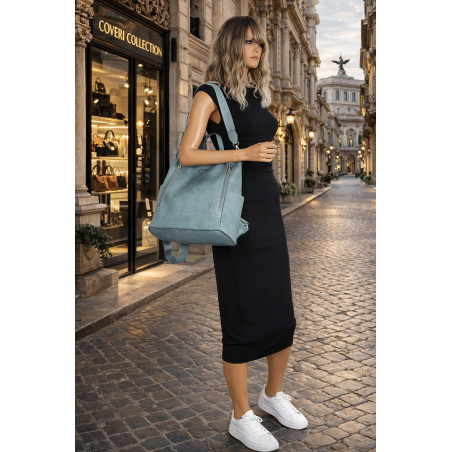 Torebka damska plecak 2w1 shopper duża pojemna na ramię CC028 Niebieska