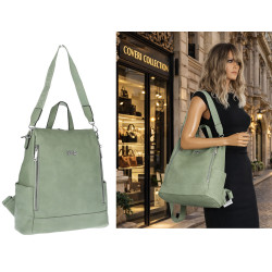 Torebka damska plecak 2w1 shopper duża pojemna na ramię modna CC028 Zielona
